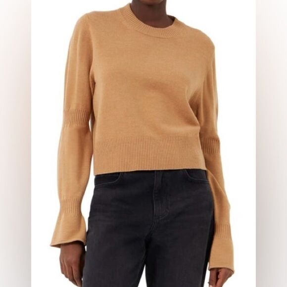 French Connection Bell Sleeve Camel Mel Pullover Crewneck Sweater. XS. - Picture 1 of 9